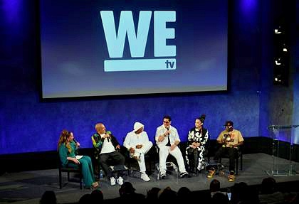 (L-R) Host of “Untold Stories of Hip Hop” Angie Martinez moderates panel with “Growing Up Hip Hop- New York” cast members Irv Gotti, Ja Rule, Kid Capri, Charli Baltimore and Flavor Flav 