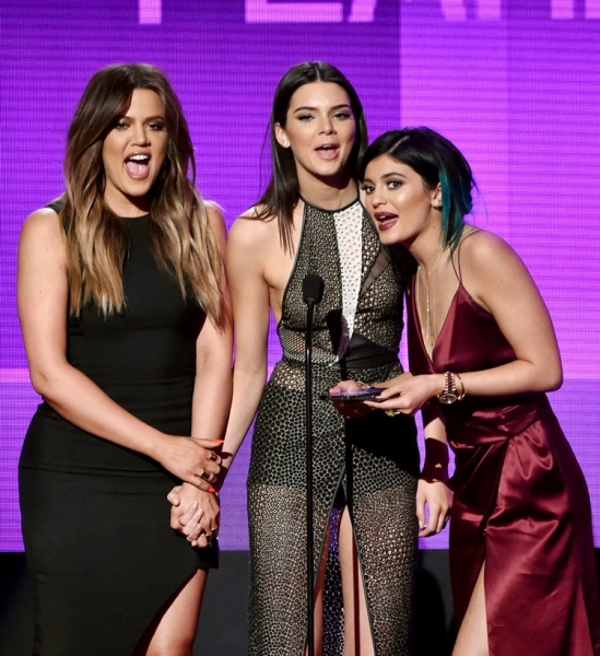 TV personalities Khloe Kardashian, Kendall Jenner and Kylie Jenner speak onstage