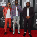 ATLANTA, GEORGIA - OCTOBER 01: (L-R) Taurus, Young Thug and Gunna attends the 2021 BET Hip Hop Awards at Cobb Energy Performing Arts Center on October 01, 2021 in Atlanta, Georgia. (Photo by Paras Griffin/Getty Images for BET)