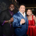 HOLLYWOOD, CALIFORNIA - OCTOBER 18: (L-R) Brian Tyree Henry, Don Lee, and Lia McHugh arrives at the Premiere of Marvel Studios' Eternals on October 18, 2021 in Hollywood, California. (Photo by Alberto E. Rodriguez/Getty Images for Disney)