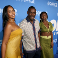 LOS ANGELES, CALIFORNIA - APRIL 05: (L-R) Sabrina Dhowre Elba, Idris Elba and Isan Elba attend the Premiere of 'Sonic the Hedgehog 2' at Westwood Village on April 05, 2022 in Los Angeles, California. (Photo by Jesse Grant/Getty Images for Paramount Pictures)