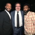 HOLLYWOOD, CALIFORNIA - JULY 09: (L-R) Chiwetel Ejiofor, Director/producer Jon Favreau and Donald Glover attend the World Premiere of Disney's "THE LION KING" at the Dolby Theatre on July 09, 2019 in Hollywood, California. (Photo by Charley Gallay/Getty Images for Disney)