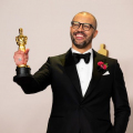 Cord Jefferson poses backstage with the Oscar® for Adapted Screenplay during the live ABC telecast of the 96th Oscars® at Dolby® Theatre at Ovation Hollywood on Sunday, March 10, 2024.