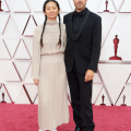 Oscar® nominees Chloé Zhao and Joshua James Richards arrive on the red carpet of The 93rd Oscars® at Union Station in Los Angeles, CA on Sunday, April 25, 2021.