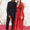 Oscar&reg; nominee Garrett Bradley (R) and guest arrive on the red carpet of The 93rd Oscars&reg; at Union Station in Los Angeles, CA on Sunday, April 25, 2021.