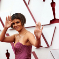 Oscar® presenter Halle Berry arrives on the red carpet of The 93rd Oscars® at Union Station in Los Angeles, CA on Sunday, April 25, 2021.