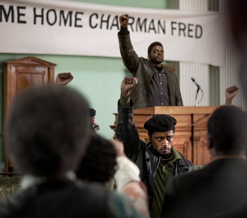Center front-back - LaKEITH STANFIELD as William O’Neal and DANIEL KALUUYA as Chairman Fred Hampton
